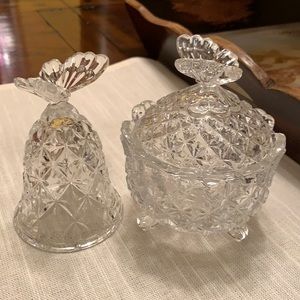 Bohemia Czech Republic Lead Crystal Butterfly Bell and Dish w/Lid 🦋 make offer